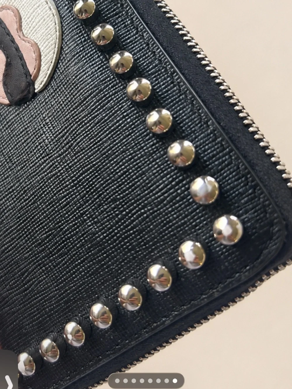 FENDI RARE KARLITO Studded Black Zip Wallet
